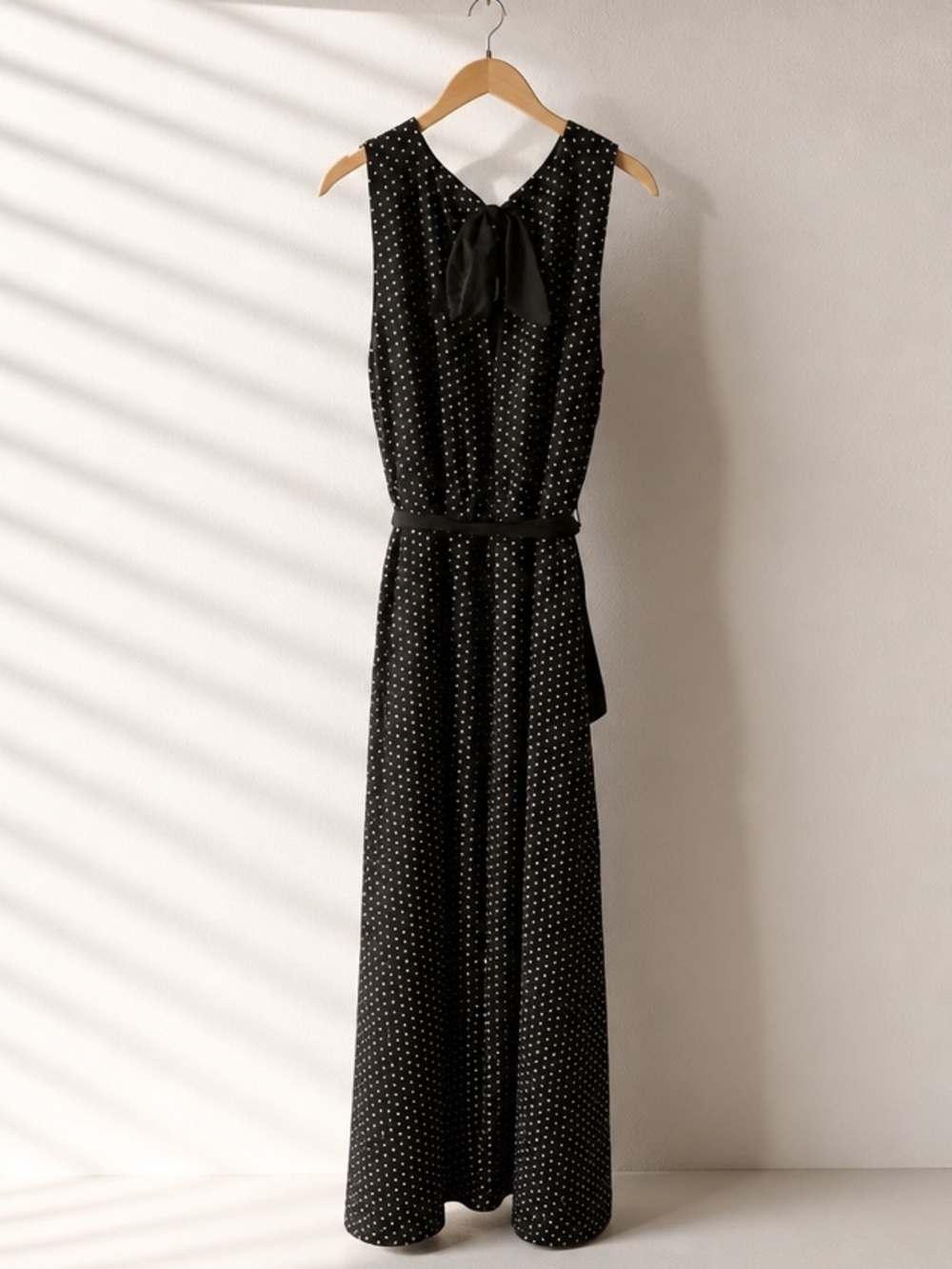 Draper James Black Polka Dot Tie-Back Midi Dress - Picture 2 of 9